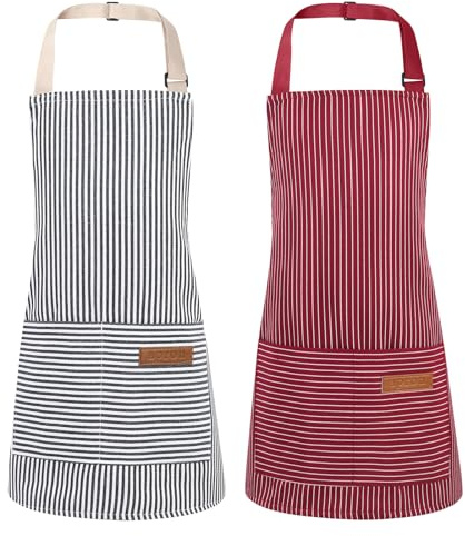 Livdouyu 2 Stück Kochschürze Kinder,Verstellbare Kinderschürze mit Taschen | Geeignet für Kochen, Malen & Grillen. Für Jungen & Mädchen 3-6 Jahre. Mit Taschen, verstellbar & waschbar – ideal für Kinder