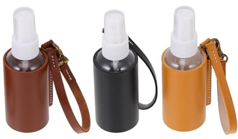 Healifty 3pcs Refillable Travel Perfume Bottles with PU Holders Small Spray Containers Portable for Outdoor Use Easy to Clean and Carry