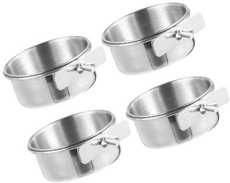Gadpiparty 4 Stück Edelstahl Vogel Futtertassen Hängend Anti knabber Futternäpfe Wassernäpfe Käfigzubehör Für Papagei Sittich Kleiner Vögel Leicht Reinigung Sicher