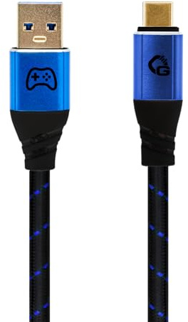 OEHLBACH GAMING New Game Blue - USB Type-A auf Type-C Kabel 10Gbps - Ladeleistung bis 60W - doppelt geschirmt - vergoldete Kontakte - 2,0m - Gaming Kabel mit Gewebemantel - blau/schwarz