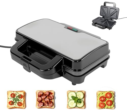 Deep Fill 900W Sandwich Toaster Toastie Maker Non Stick Stainless Steel Pan Sandwich Toaster Toastie Maker | Deep Fill | Non-Stick | 2 Slice | Cool handle