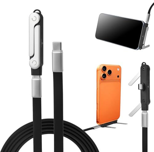 2 in 1 Seitliches Ladekabel mit Ständer, Schnellladekabel USB C Ladekabel, 240 Watt Stand Ladekabel, 1.5 m Handy Ladekabel mit Ständer, Für Smartphones, Tablets, Laptops und Gaming-Geräte (1PC) (B)
