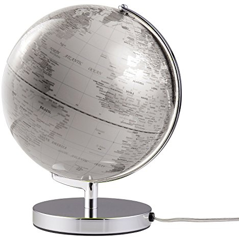 emform Tischglobus Terra White Light, Metall & Kunststoff, 250 x 320 mm, beleuchtet