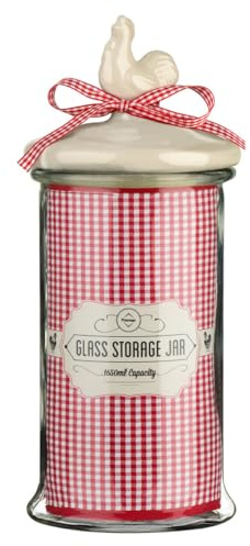 Premier Glass Storage Jar 1300ml Capacity With Ribbed Design (Clear) Glass Containers For Everyday Use Storage Containers 11 cm (Diameter) x 23 cm (Height) x 11 cm (Lid Diameter)