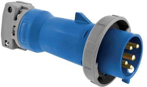 Heavy Duty Products, IEC Pin and Sleeve Devices, Industrial Grade, Male, Plug, 60A 3-Phase Wye 120/208V AC, 4- Pole 5-Wire Grounding, Terminal Screws, Blue, Watertight