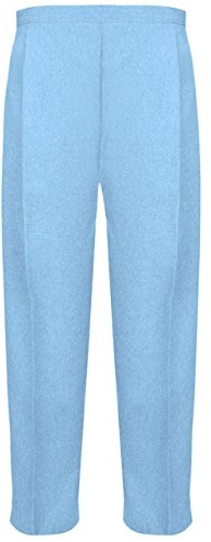 MyShoeStore Pack of 2 Ladies Half Elasticated Trouser Womens Stretch Waist Casual Office Work Formal Pull On Trousers Straight Leg Pants Bottoms with Pockets (Sky Blue, 10/27)