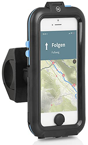 Wicked Chili Tour Case kompatibel mit iPhone SE (2016), 5S, 5 - Fahrrad Handy Halterung mit Lightning und 3,5mm EarPods Eingang, Displayschutz mit Touch-ID, IPx4 Wasserschutz