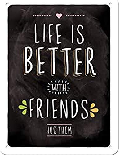 Nostalgic-Art Retro Blechschild, Word Up – Life is better with friends – Geschenk-Idee für Freunde, aus Metall, Vintage-Design mit Spruch, 15 x 20 cm