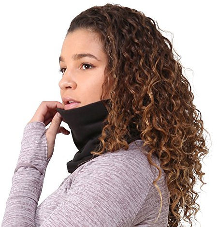 TrailHeads Micro Fleece Neck Warmer | Winter Neck Gaiter | Contoured Tube Scarf - black