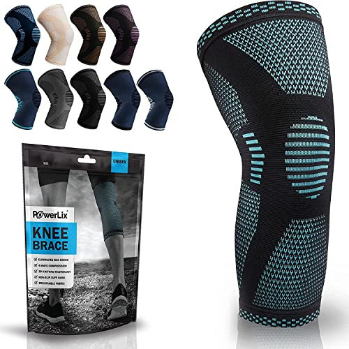 POWERLIX rodillera para mujeres y hombres, rodillera de compresión para artritis, dolor articular, lesión de ligamentos, desgarro de menisco, tendinitis, correr, sentadillas, deportes, Azul, XL