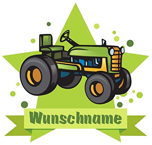Samunshi® Alter Trecker Aufkleber mit Namen Autoaufkleber Namensaufkleber Kinder - 20x17,5cm mehrfarbig