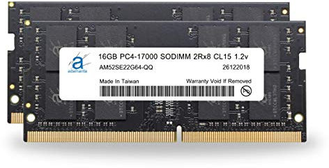 Adamanta 32 Go (2 x 16 Go) pour Ordinateur Portable Mémoire Mise à Niveau DDR4 2133 MHz PC4–17000 SODIMM 2RX8 CL15 1.2 V Notebook Dram Mémoire RAM