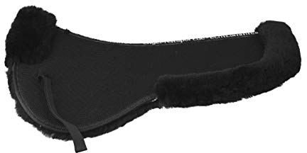 Engel Reitsport AirTec Sattelkissen aus Lammfell und Funktionsgewebe AT-SAKIS2-M-SCH-SCH wirbelsäulenfrei mit Fellkranz vorne und hinten M Schwarz/Schwarz