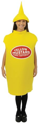 P'TIT CLOWN - Déguisement Ketchup - Moutarde - Costume Bouteille Adulte - Unisexe - Combinaison - Chapeau - Idéal pour Carnaval, Fêtes Costumées, Soirées à Thème, EVG, EVJF, Halloween - Taille Unique