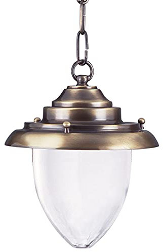 Licht-Erlebnisse Pendelleuchte Messing Glas IP23 Maritim elegant GREVENA Lampe Draußen Garten Terrasse Außenbereich
