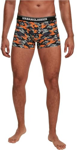 Urban Classics Herren Boxer Shorts 3-Pack Unterhosen Unterwäsche, Blue camo/orange camo/Black, M