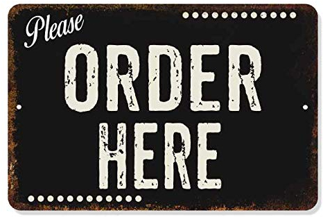 Schild mit Aufschrift Please Order Here, rustikale Wanddekoration, Theke, Bar, Grill, Diner Pick Up, Retro, Küche, Geschenk, 30,5 x 45,7 cm, mattes Metall, 112180061064