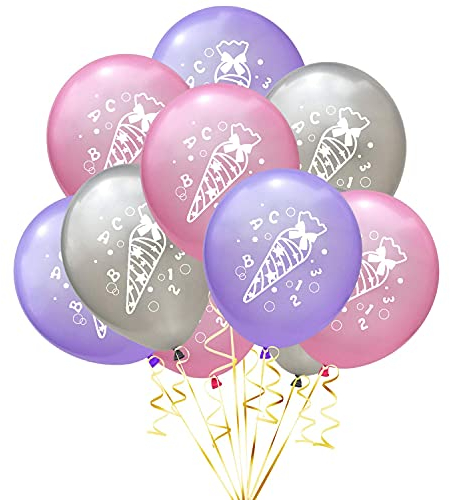 Oblique Unique® 10 Luftballons mit Zuckertüte ABC 123 Motiv für Schuleinführung Einschulung Schulanfang Schulstart Deko Ballons Farbmix Mädchen