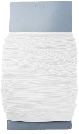 Trimming Shop 5 mm - 1/12.7 cm banda elástica plana trenzada cuerda elástica para costura, proyectos de manualidades y manualidades, costura, mercería y ropa, blanco, 5 metros