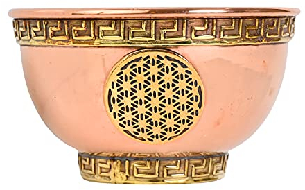 Incense Garden Blume des Lebens Kupfer-Schüssel für Altar, Rituale, Weihrauch, Verschmieren und Dekoration, 7,6 cm