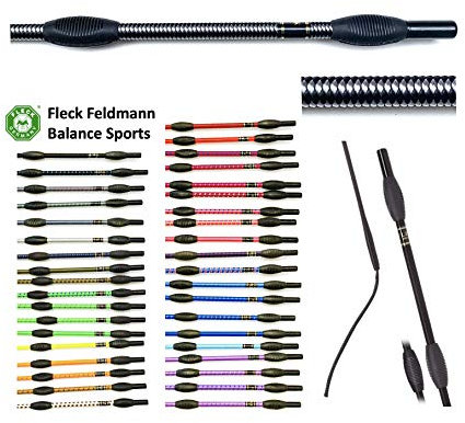 JA Horse Fleck Feldmann Balance Sports Dressurgerte Gerte Reitgerte (100 cm, schwarz-Silver grau)