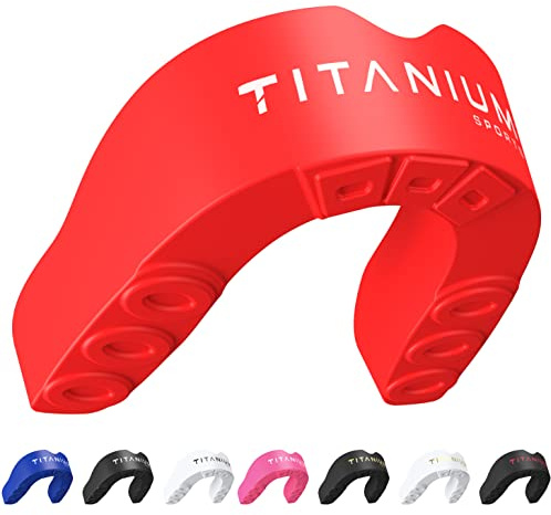 Titanium Sports Premium Mouth Guard - Slim Fit Sports Mouth Guard with Case - Gum Shield for Jaw Protection in Contact Sports - Durable Boxing, MMA, Judo, Karate, Rugby, Hockey, Football Junior