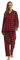 YUSHOW Schlafanzug Damen Lang Zweiteiliger Baumwolle Winter Flannel Pyjama Lange Oberteile Karierte Pyjamahose Cotton Hausanzug Kuschelig Frauen Weihnachts Lounge Set