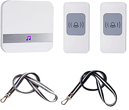 Jooheli Notrufknopf für Senioren/Wireless Mobiler Alarm Notruf Knopf mit 2 Sender Und 1 Empfänger,SOS Panikalarm Funkalarm für Pflegebedürftige