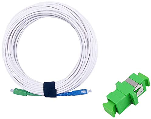 Elfcam Câble à Fibre Optique SC/APC à SC/UPC Monomode Simplex, La livraison avec Le Coupleur pour Rallonge Fibre Optique Câble, Compatible avec Freebox Free, Blanc (3M)