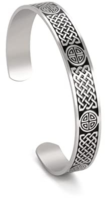 kkjoy Armreif aus Edelstahl, Vintage, Wikinger-Armring, irischer keltischer Knoten, für Damen und Herren