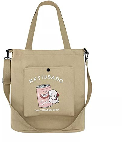 BAJIE Damen Mini Tasche Cola Kaninchen Schulter Canvas Tasche Mädchen Große Kapazität Canvas Tasche Gedruckt Logo Umhängetasche, Ga Color wird aufgehängt