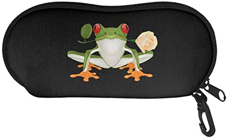 STUOARTE Protective Eyeglasses Case Bag with 3D Frog Animal Print Sunglasses Pouch Holder Great for Girls Boys Men Women for School Office