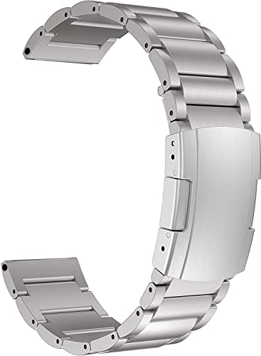 MaKTech Titanband,22mm Leichtes Metall Link Armband,Kompatibel mit Samsung Galaxy Watch 3 45mm/46mm,HuaWei Watch 4/3 & Ultimate/GT 4/3 46mm Pro,Amazfit GTR 3/2 (Silbergrau)