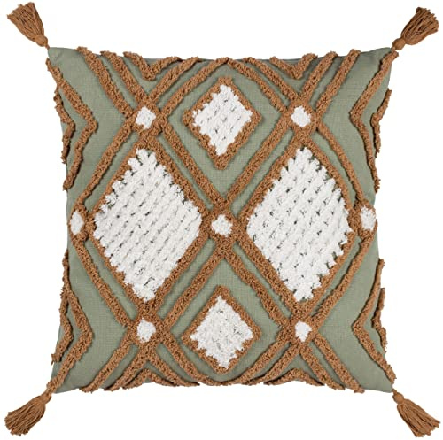 furn. Aquene Polyester Filled Cushion, Moss/Mustard, 50 x 50cm