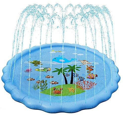 Veroda 67 Large Inflatable Splash Pool for Kids Sprinkler Paddling Pool Children Summer Holiday Playing Pool (Ocean Blue)