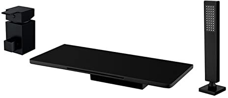 DERBUT Robinet de Baignoire 3 Trous Robinets de Baignoire Mitigeur Cascade avec douchette extractible