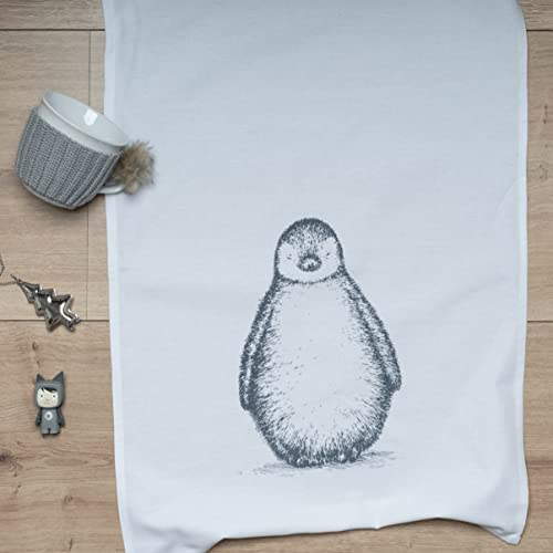 WESTCRAFT Maritime Geschirrtücher, lustige Sprüche/Küchen-Handtuch - Dish Towel Vintage Küchen Deko aus 100% Baumwolle 50 x 70 cm (Pinguin weiß)