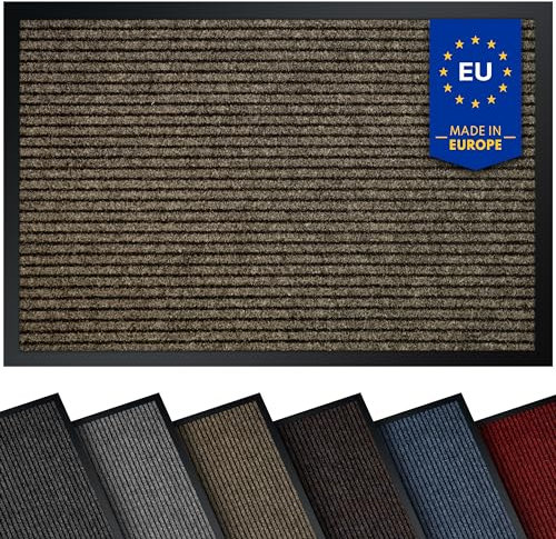 comflor Hochwertige Fußmatte Beige 90x150 groß für Innen & Außen - Schmutzfangmatte rutschfest, waschbar & wetterfest - Fussmatte für Eingangsbereich & Aussenbereich - Läufer Flur dünn