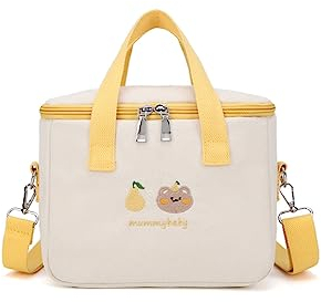 PORRASSO Bolsa de Almuerzo Aislada Bolsa Aislamiento Isotermica Bolsa Nevera Bolsa Comida para Mujeres Adolescentes Niño Escuela Oficina Picnic Amarillo