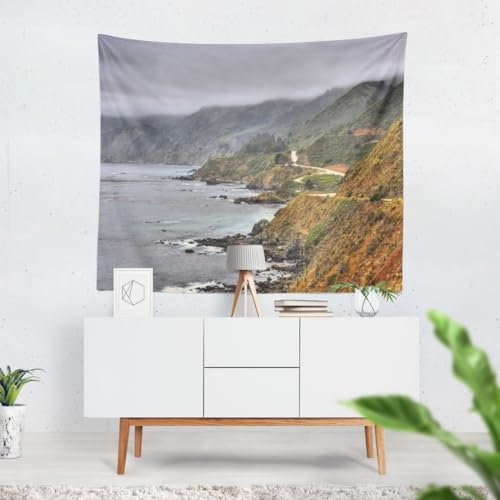 CEVAN Wandteppich Für Schlafzimmer Wanddecke Tumblr Das Meer Wandteppich Vintage Garten Wanddekoration Grau Wanddekoration Bedruckter Stoff 100X70 cm