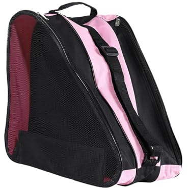 F Fityle Borse per Pattini, Borsa per Scarpe Da Pattinaggio, 3 Scomparti Borse per Pattini Da Ghiaccio in Tessuto Oxford Con PUò Regolare La Tracolla