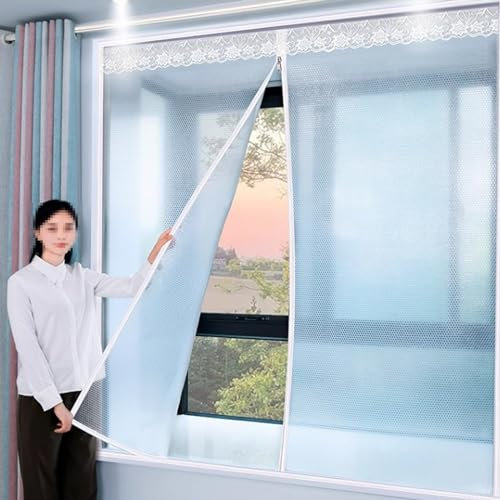 FENGSHOUU Thermovorhang,Fenster-Isolierset Mit Reißverschluss,Winddichte Staubdichte Kälteschutz Wärmeisolierende Kunststoff-fensterabdeckung,Wiederverwendbar,Breite x Höhe (90cm x 150cm)