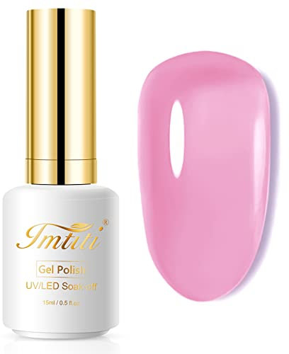 Imtiti Smalto Semipermanente Unghie Trasparente, 15ml Rosa Chiaro Trasparente Smalti Semipermanenti Per Unghie UV Led Soak Off Smalto Gel Unghie UV Trasparente Gel Nail Polish Manicure Francese