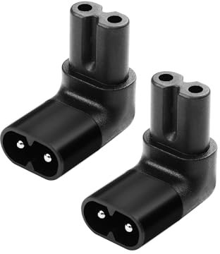 JSADZKJ IEC 320 C8 zu C7 Stromadapter 90 Grad Winkel C8 Männlich zu C7 Weiblich Verlängerung Stromadapter AC Abbildung 8 Stromkabel Stecker,für Laptops Drucker Scanner 2PCS (Up Down Angled)