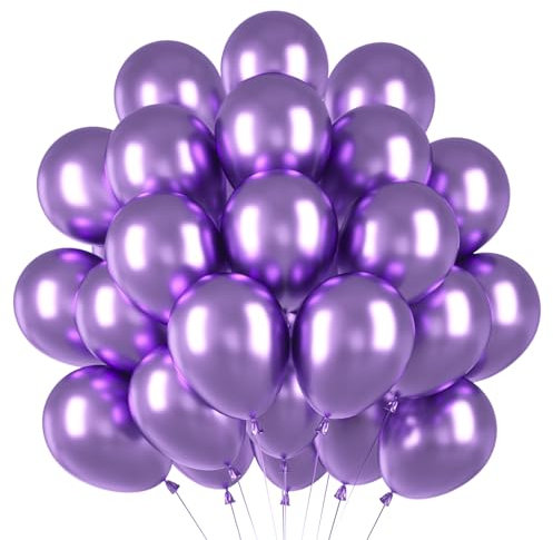 Palloncini Viola, 50 Pezzi Palloncini Metallo Lilla Elio, per Compleanno, Matrimonio Anniversario,Battesimo, Prima Comunione, Laurea Festa, Cerimonia Addobbi e Decorazione