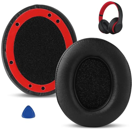 Ersatz Ohrpolster für Beats Studio 3 Studio 2, Beats Kopfhörer Ohrpolster mit Weiches Proteinleder und Memory Schaum, Replacement Ear Pads für Beats Studio 2 Studio 3 (Schwarz)