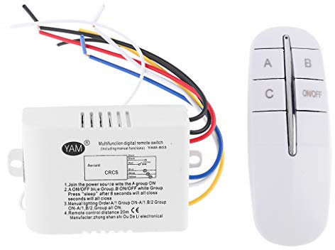 Interrupteur d'éclairage 3 voies et récepteur 220 V - Avec télécommande - Pour lampes LED, plafonniers, lampes, interrupteurs à distance