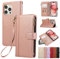 Wuhaizher iPhone 11 Pro Max Case Zipper Pocket Shockproof Leather Flip Folio Wallet Case with Stand Card Holder Silicone Bumper Zip Cover for iPhone 11 Pro Max Phone Case Men Women, Rose Gold