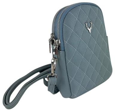Trachten Handtasche Emma | Dirndl Umhängetasche mit Hirsch Applikation (Hellblau)