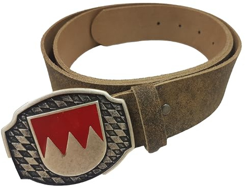 Franken-Gürtel Rindleder inkl. Schließe mit Franken-Wappen braun-oliv